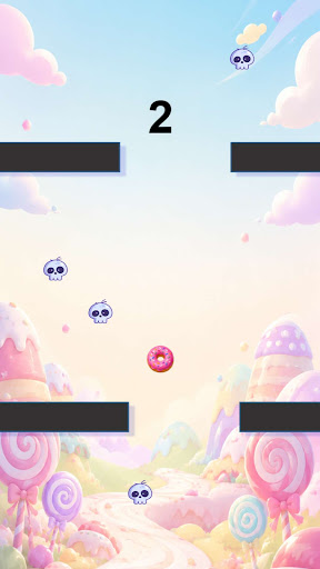 Frosted donut ascending between platforms
